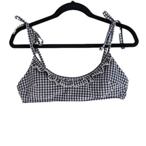 Aerie Blue and White Gingham Tie Swim Top